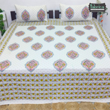 Gulabi nagari  print pure cotton king size bedsheet