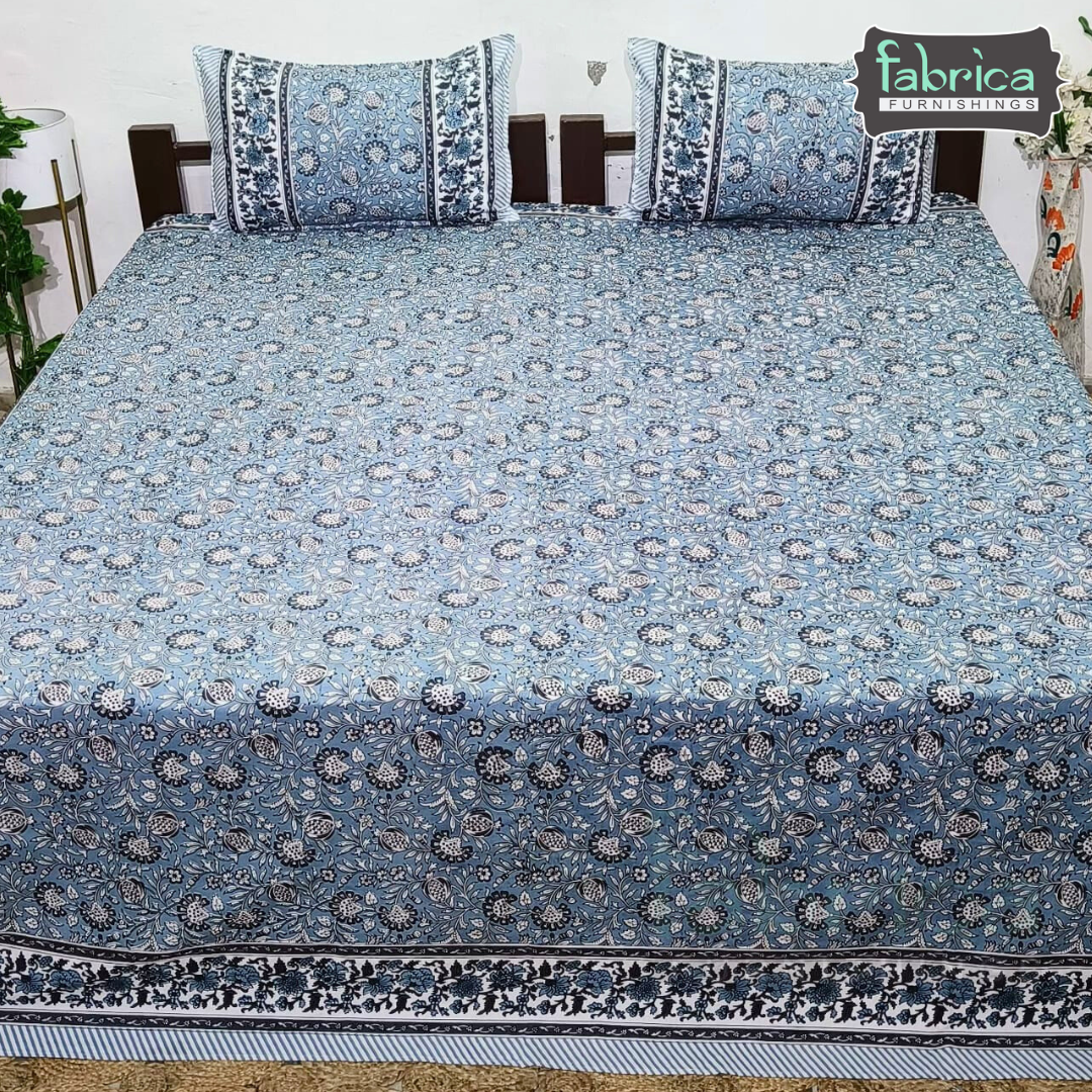 Elite printed pure cotton king size bedsheet set