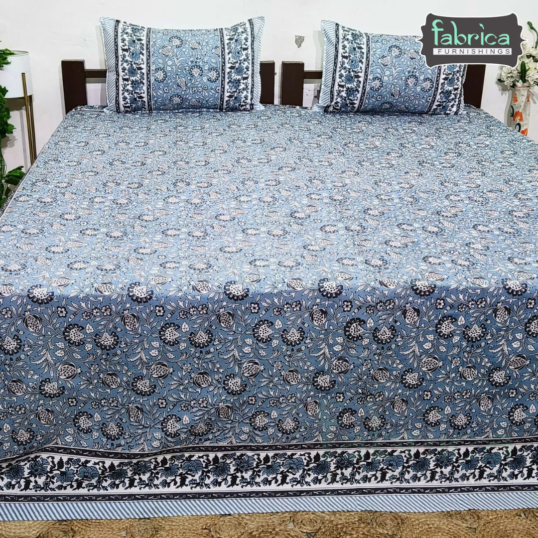 Elite printed pure cotton king size bedsheet set