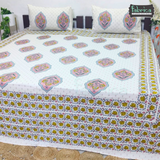 Gulabi nagari  print pure cotton king size bedsheet