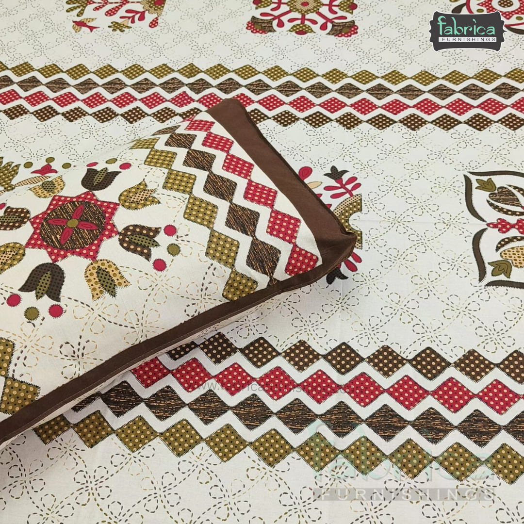 Gujri Traditional  print pure cotton King Size Bedsheet