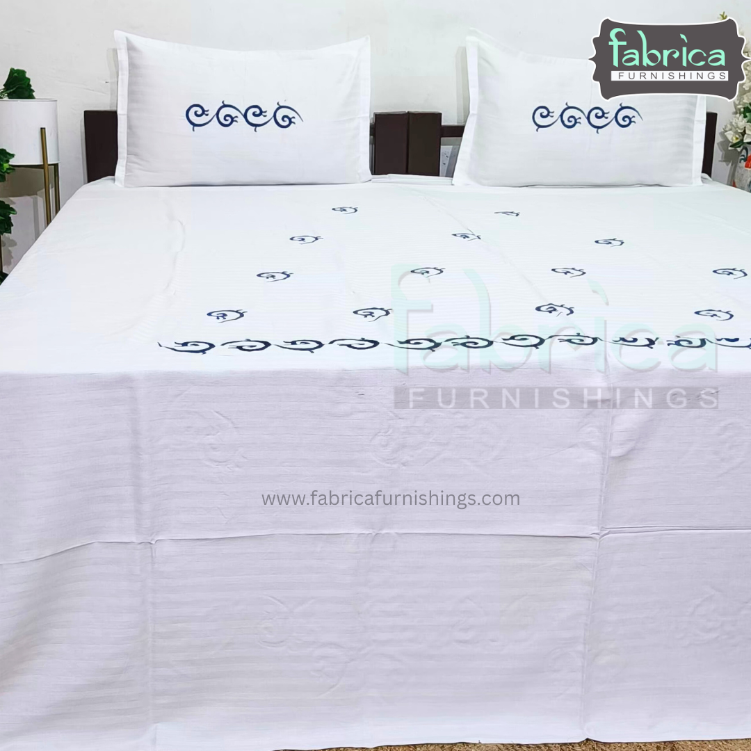 Dreamy Decor Pure Cotton King Size Embroidered Bedsheet
