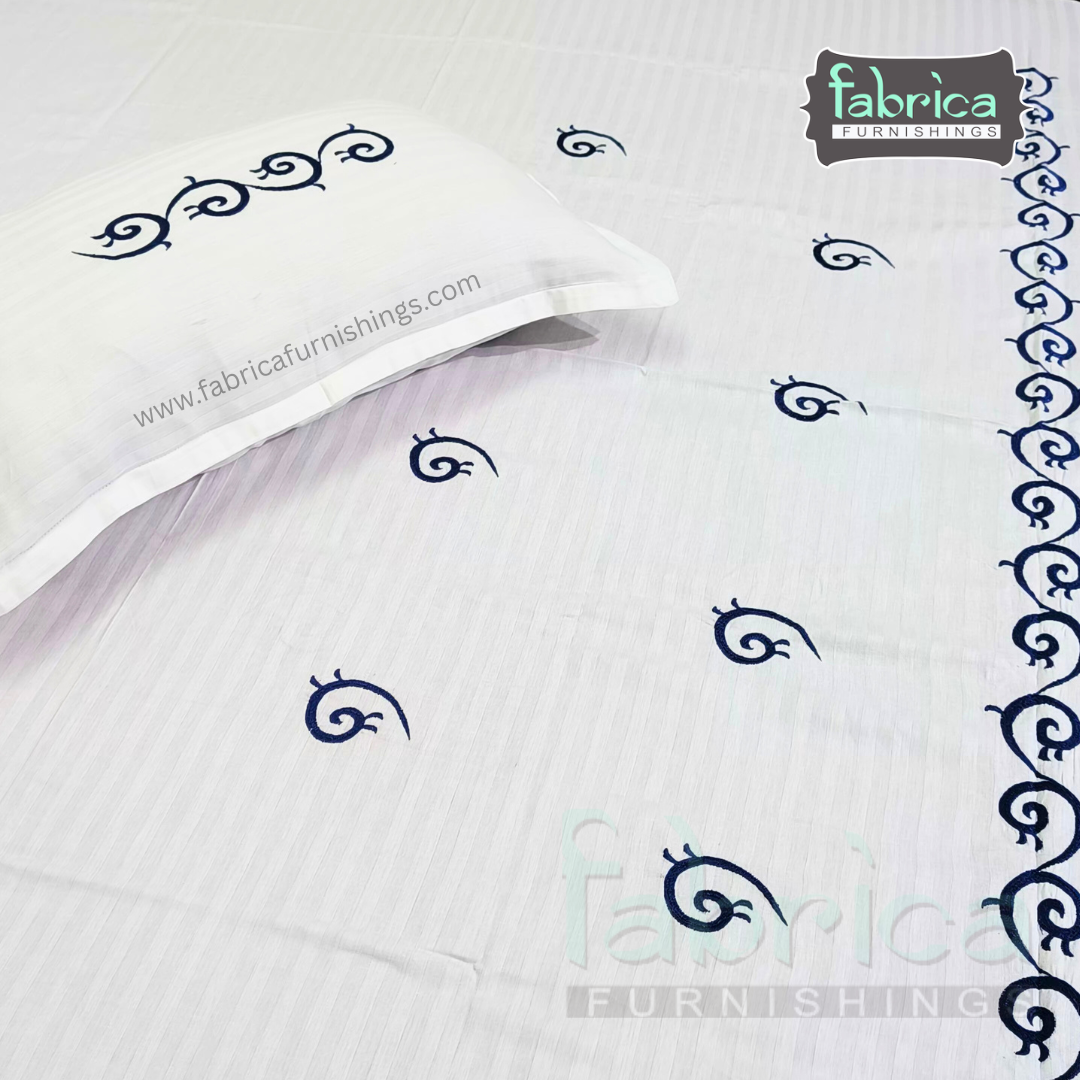 Dreamy Decor Pure Cotton King Size Embroidered Bedsheet