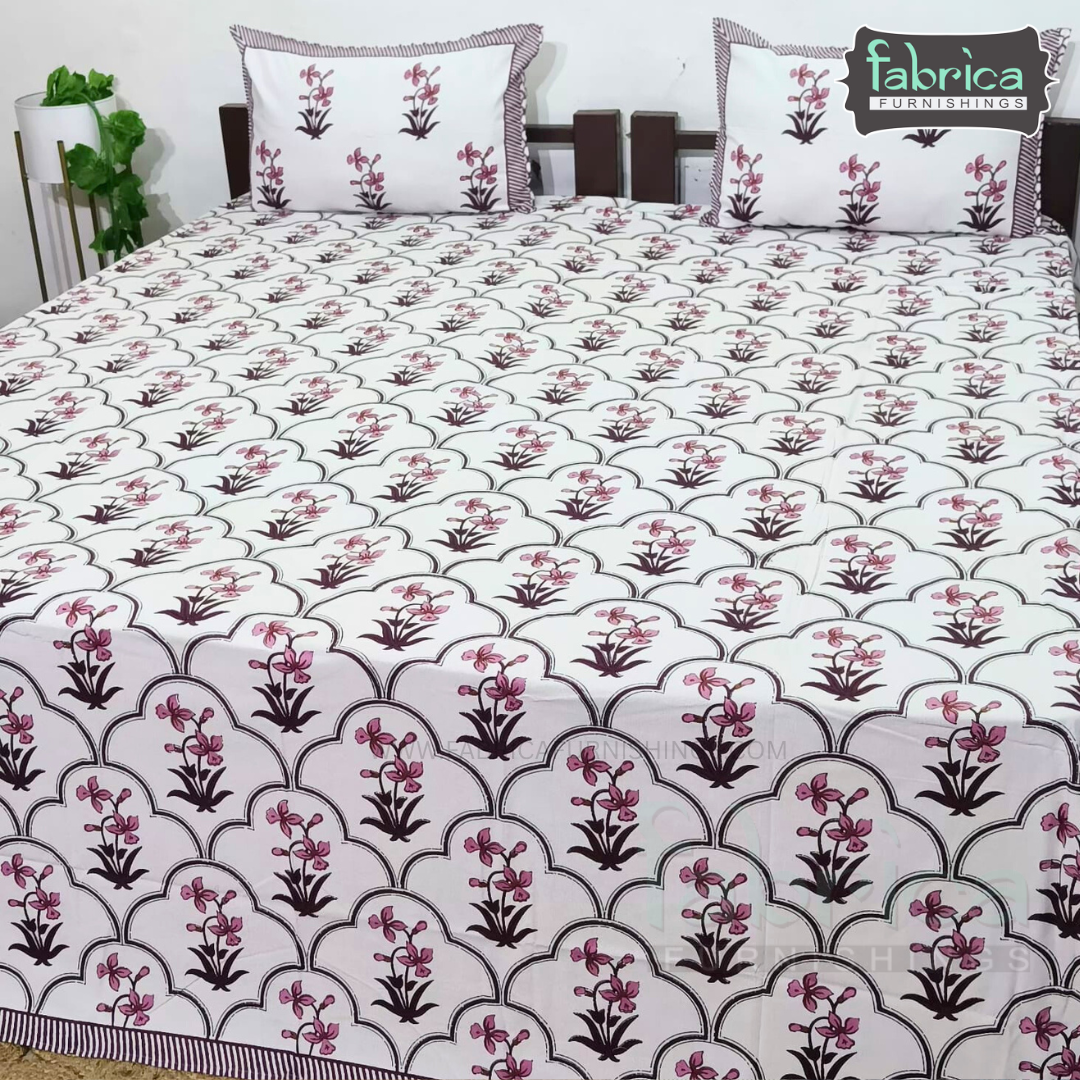 Elite printed pure cotton king size bedsheet set