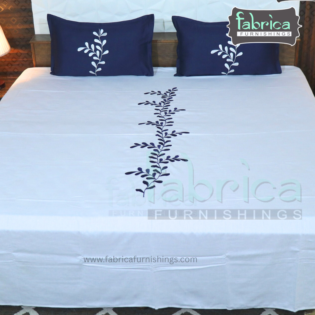 Dreamy Decor Pure Cotton King Size Embroidered Bedsheet
