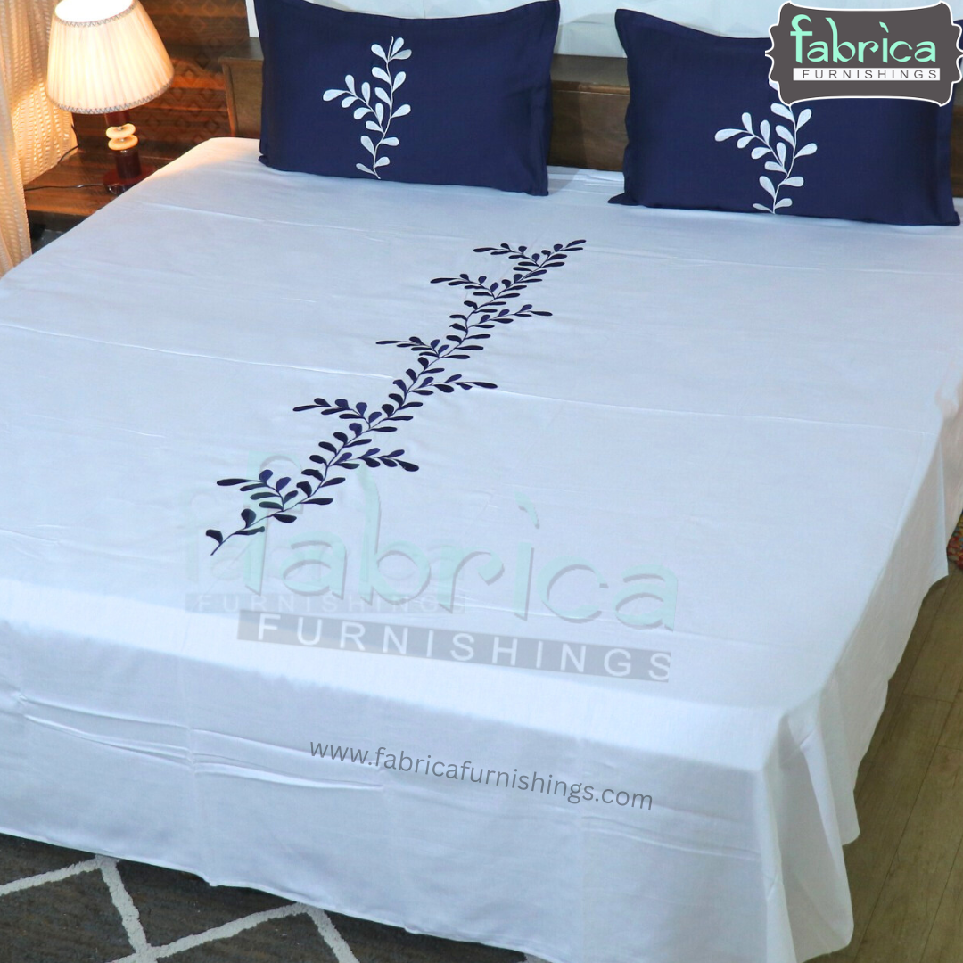 Dreamy Decor Pure Cotton King Size Embroidered Bedsheet