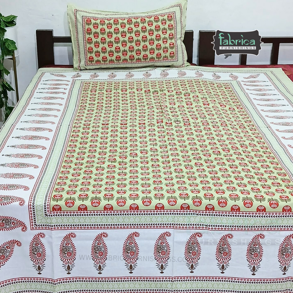 Rangbirangi  Printed Single Bed Pure Cotton Bedsheet Set