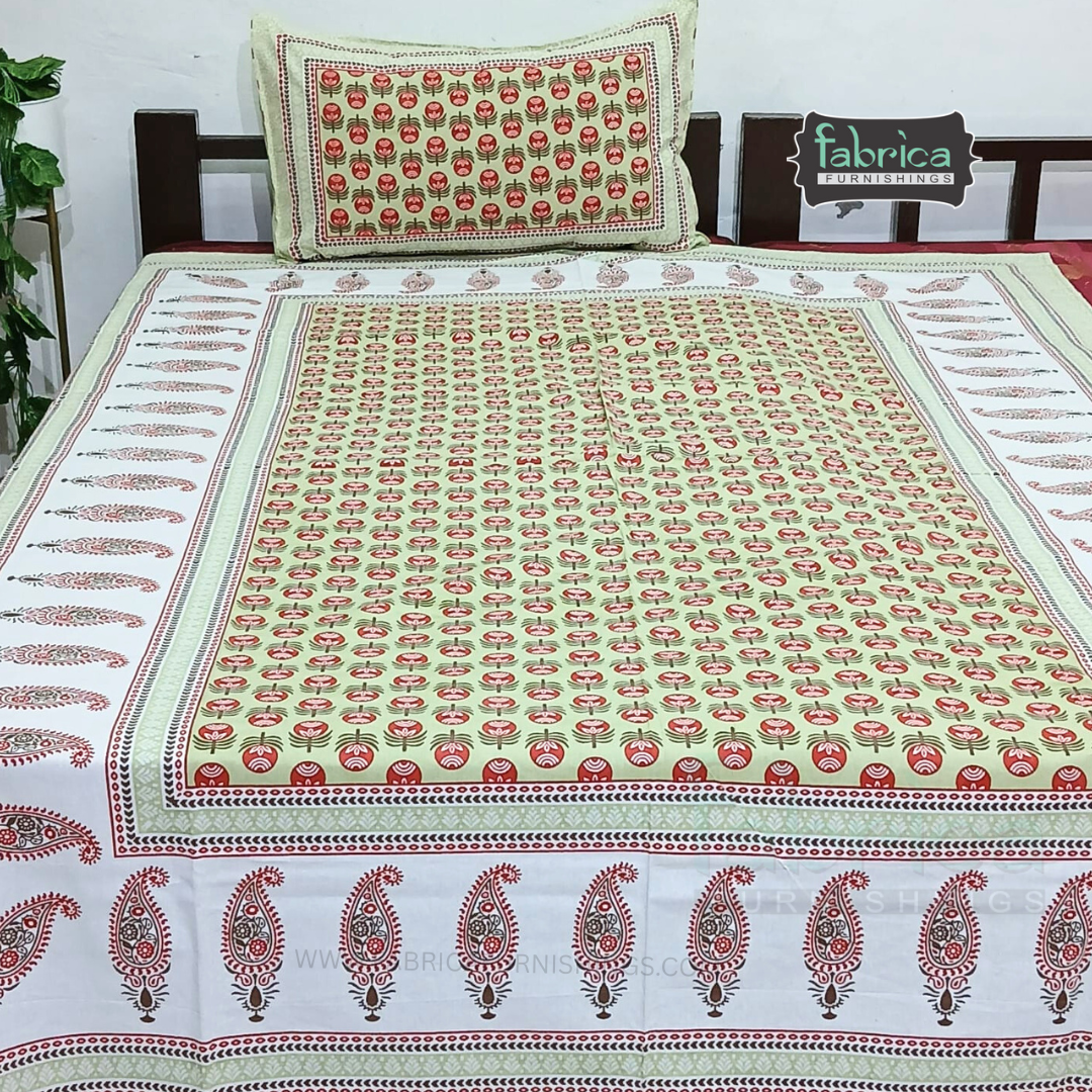 Rangbirangi  Printed Single Bed Pure Cotton Bedsheet Set