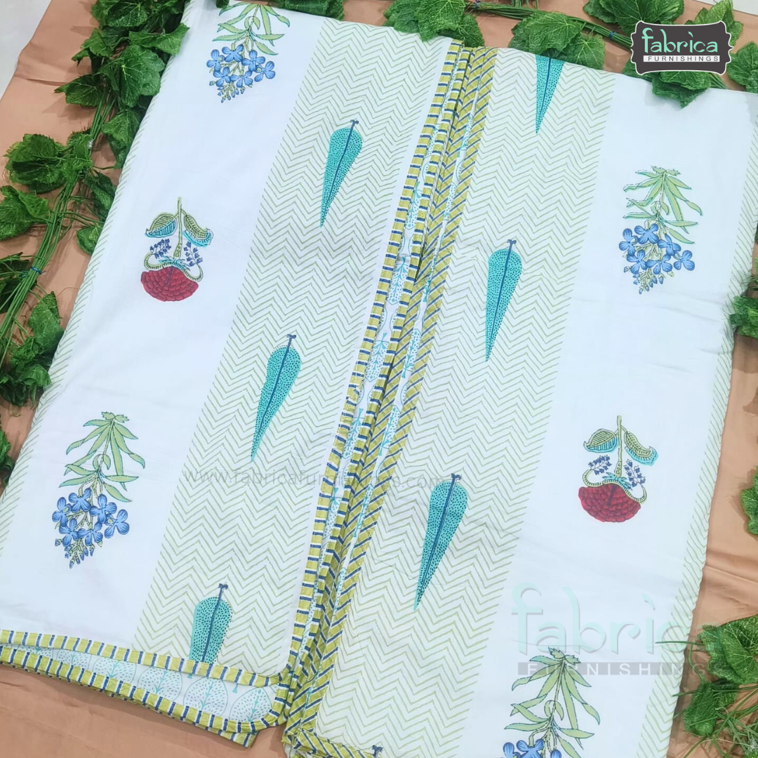 Golden Aura  mul cotton single bed hand block printed dohar