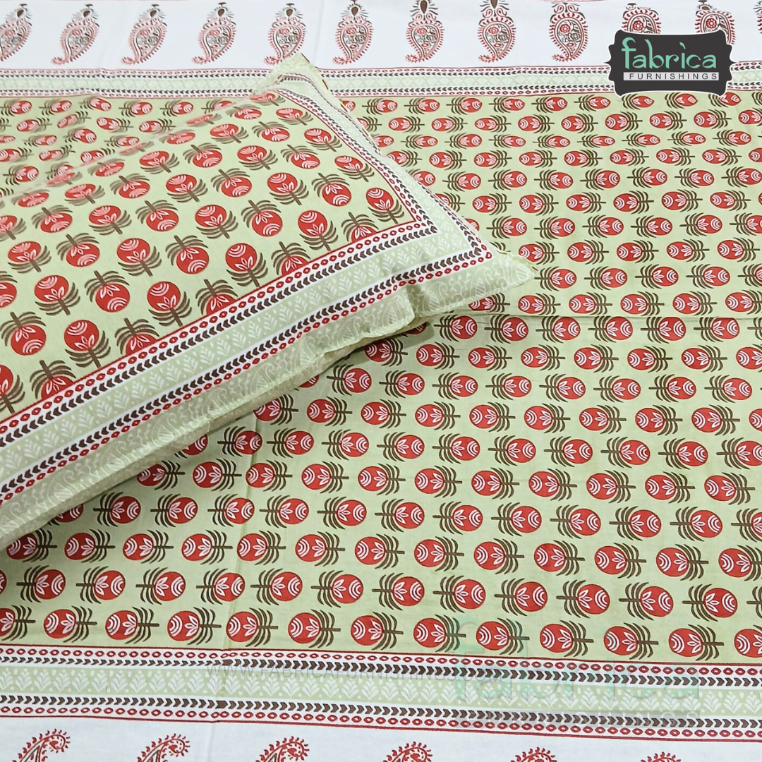 Rangbirangi  Printed Single Bed Pure Cotton Bedsheet Set