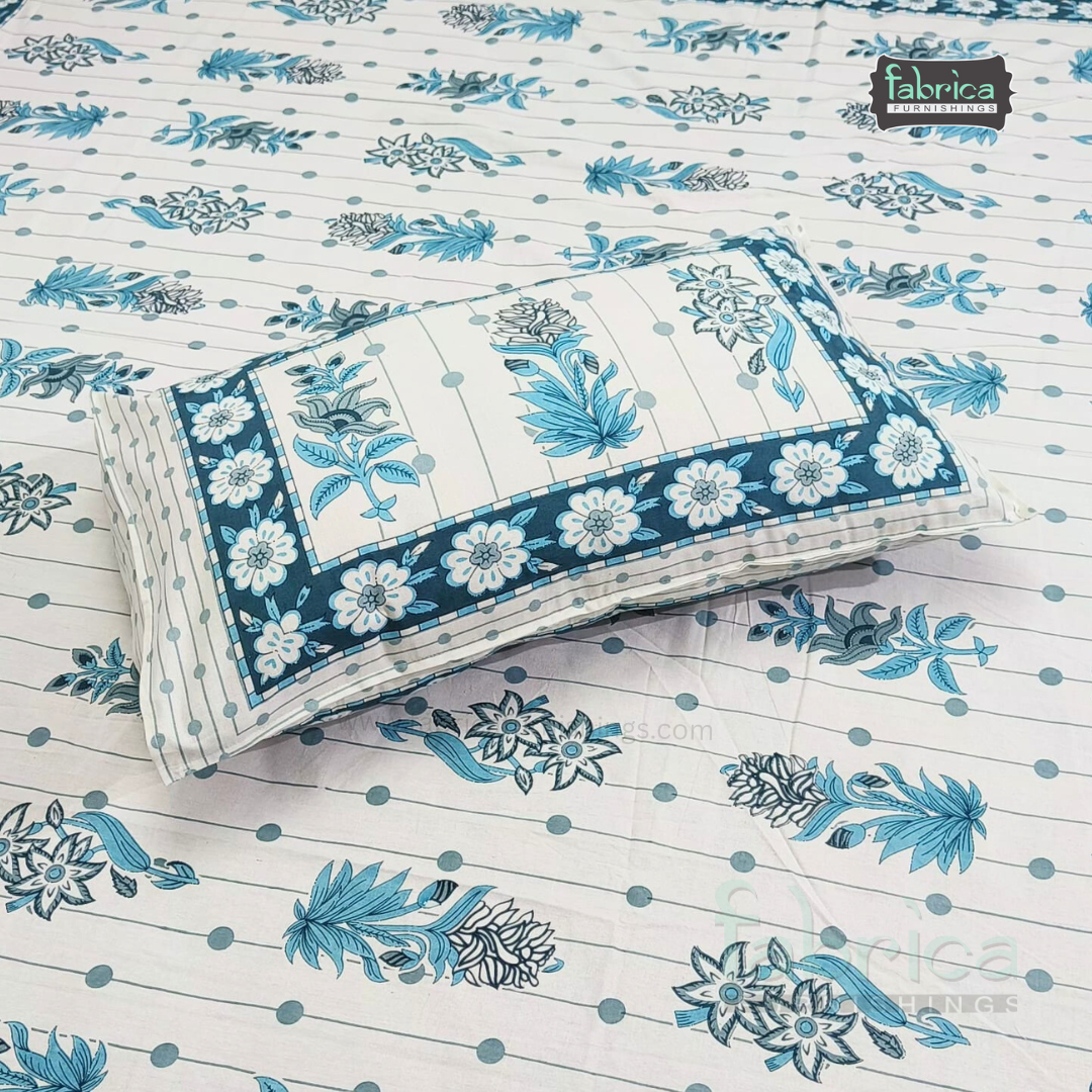 Royal Rajasthani Handblock Print Pure Cotton Double Bed Bed Sheets (90*108 Inch)