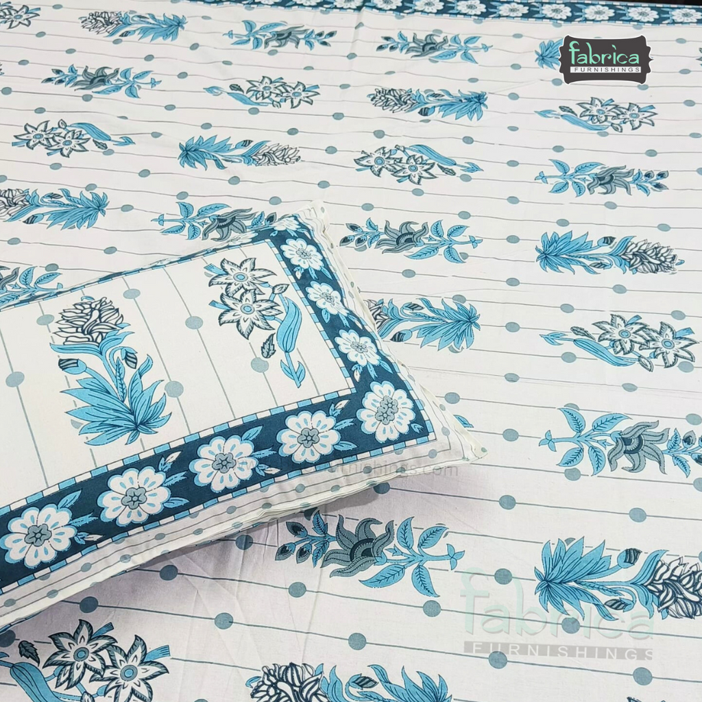 Royal Rajasthani Handblock Print Pure Cotton Double Bed Bed Sheets (90*108 Inch)