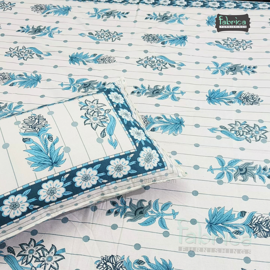 Royal Rajasthani Handblock Print Pure Cotton Double Bed Bed Sheets (90*108 Inch)