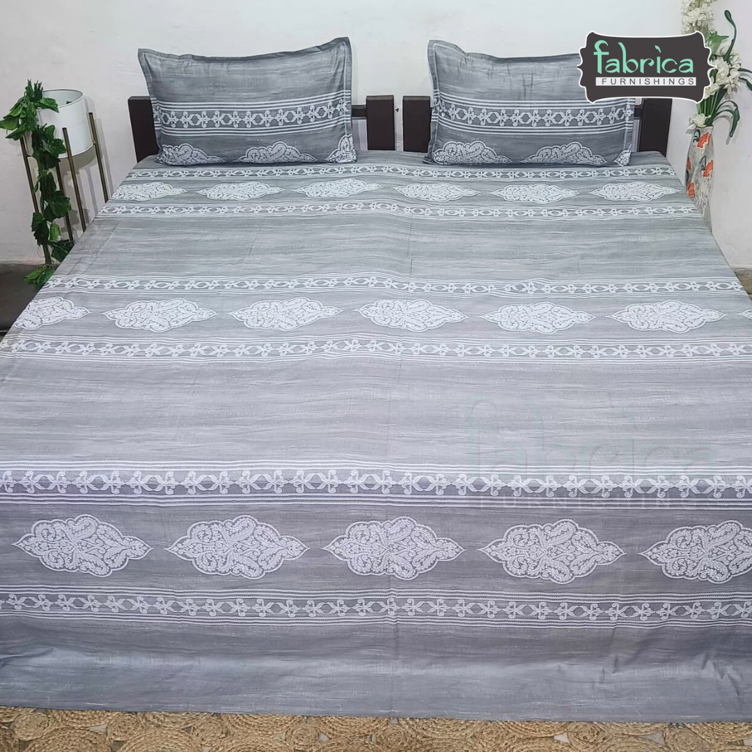 Texture Super King Size Pure Cotton Printed Bedsheet Set