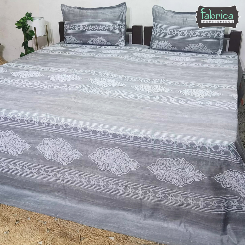 Texture Super King Size Pure Cotton Printed Bedsheet Set