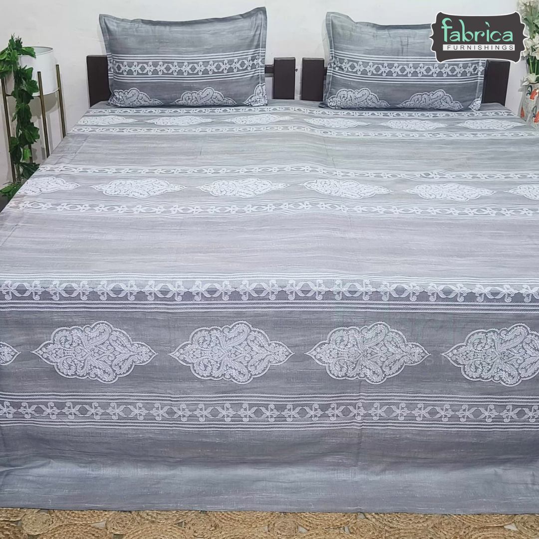 Texture Super King Size Pure Cotton Printed Bedsheet Set