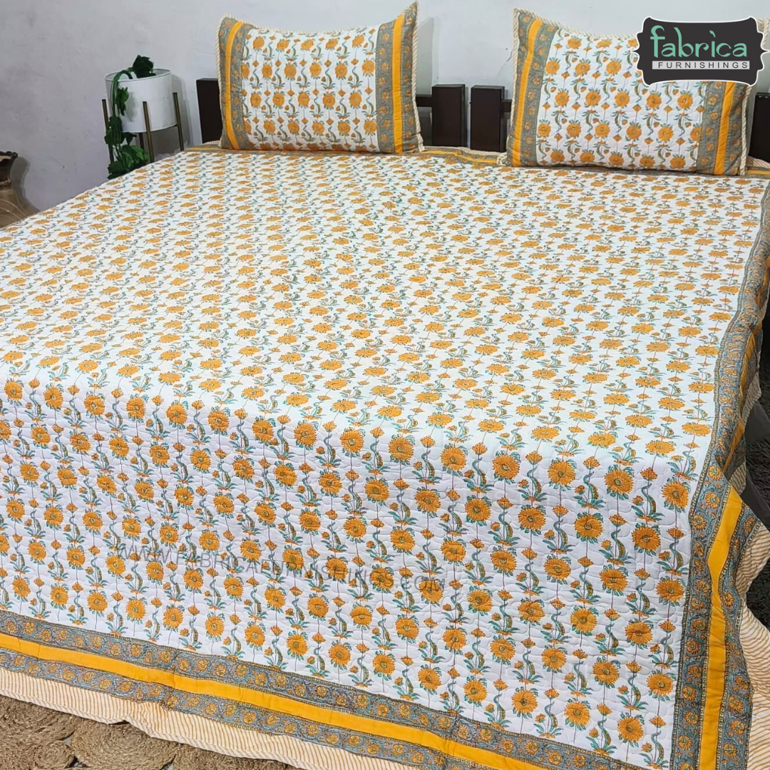 Sanganeri dreams Mul Cotton Handblock Printed king Size Quilted Bedcovers