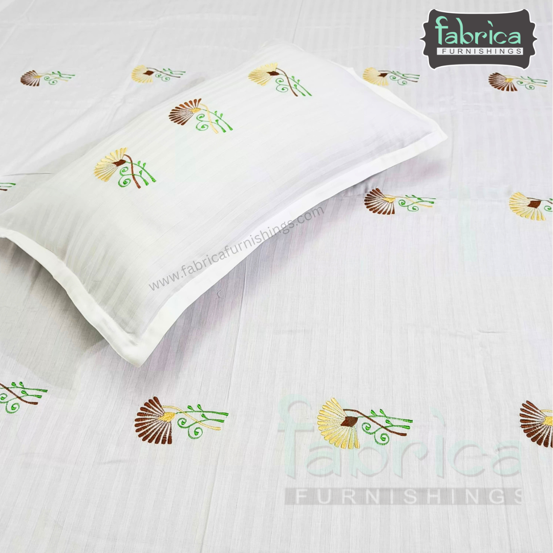 Dreamy Decor Pure Cotton King Size Embroidered Bedsheet