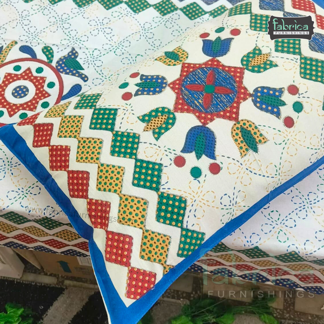 Gujri Traditional  print pure cotton King Size Bedsheet