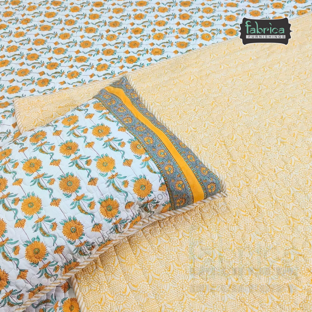 Sanganeri dreams Mul Cotton Handblock Printed king Size Quilted Bedcovers