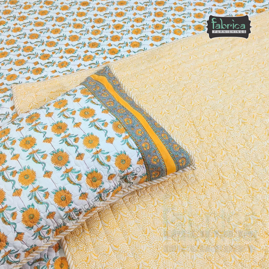 Sanganeri dreams Mul Cotton Handblock Printed king Size Quilted Bedcovers