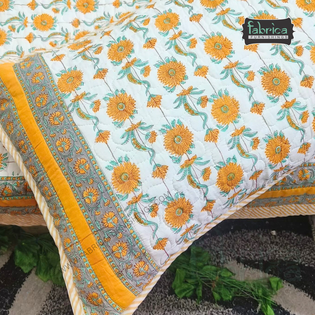 Sanganeri dreams Mul Cotton Handblock Printed king Size Quilted Bedcovers