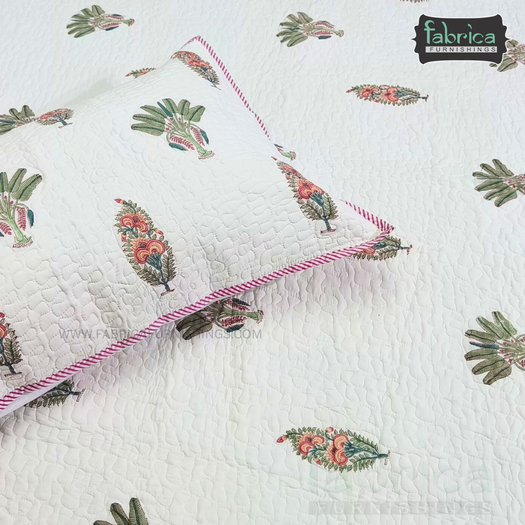 Sanganeri dreams Mul Cotton Handblock Printed king Size Quilted Bedcovers