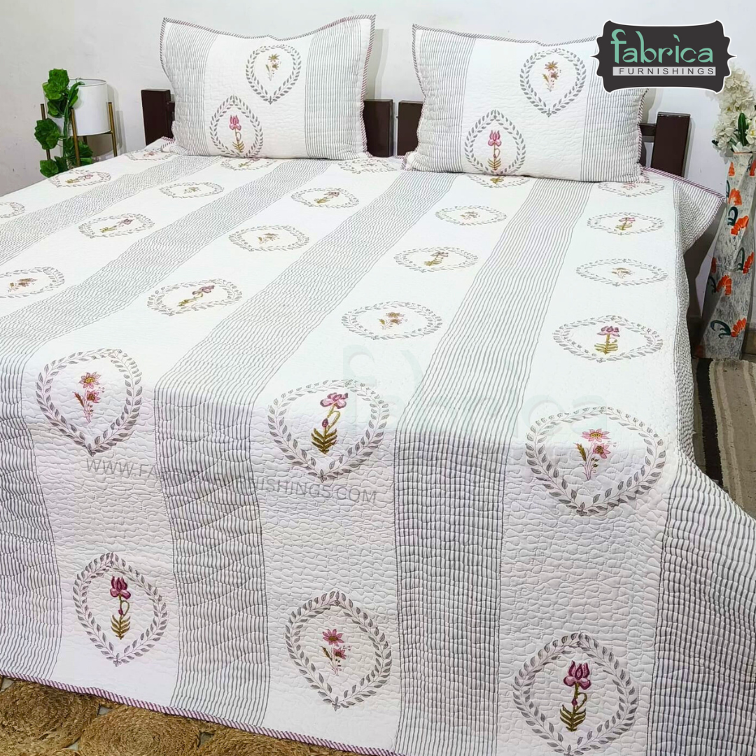 Sanganeri dreams Mul Cotton Handblock Printed king Size Quilted Bedcovers