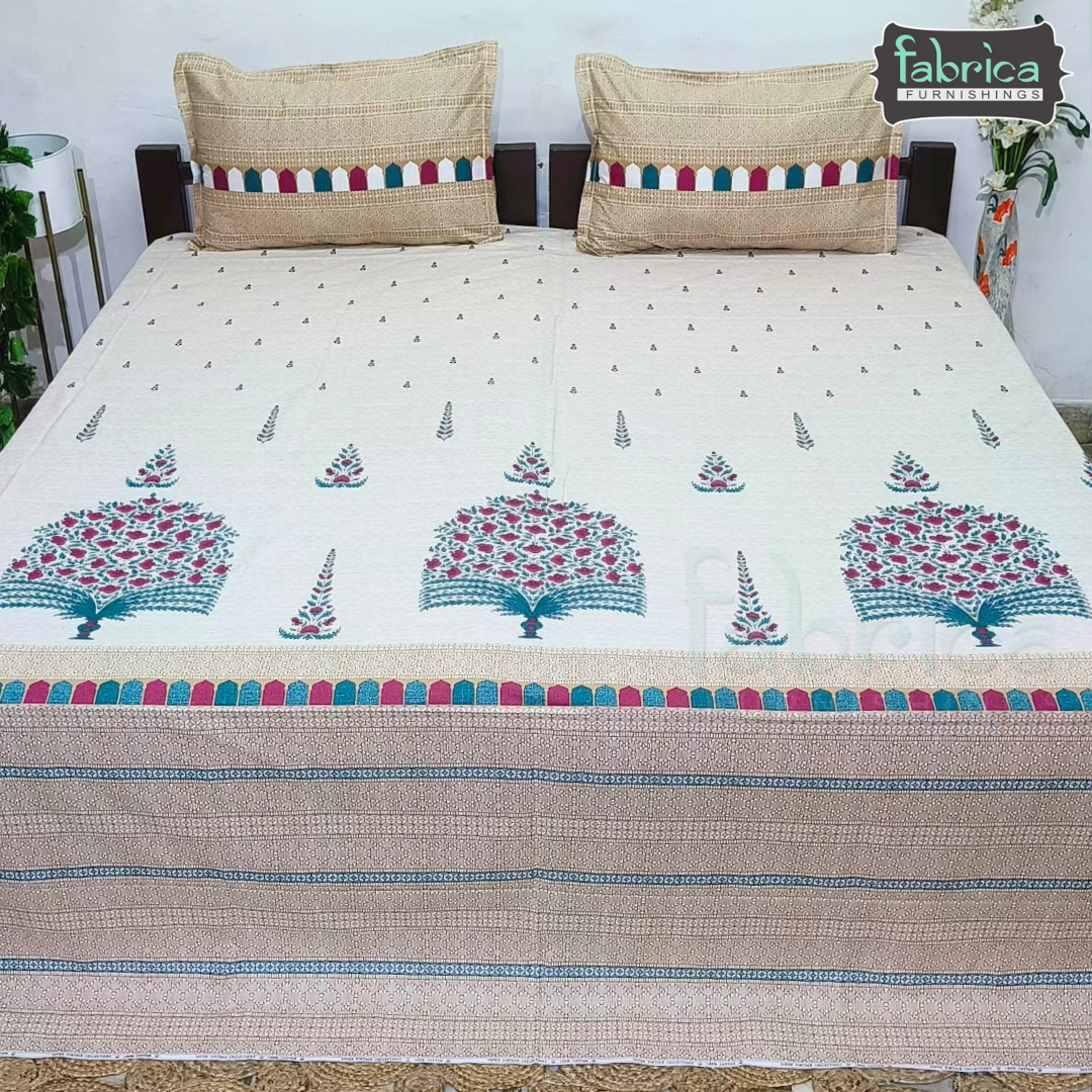 Sengol Super King Size Pure Cotton Printed Bedsheet Set