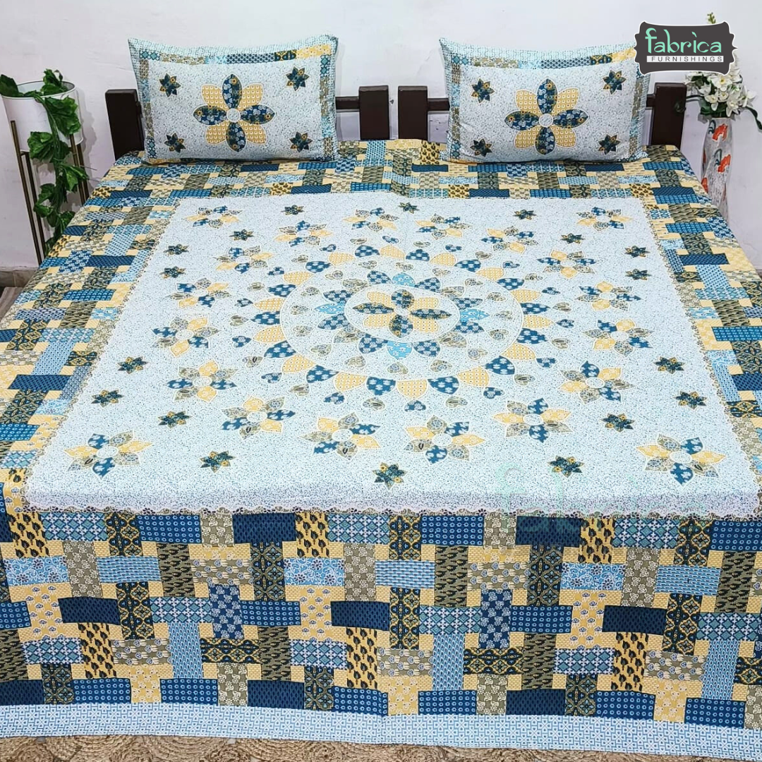 Royal Rajasthani Handblock Print Pure Cotton Double Bed Bed Sheets (90*108 Inch)
