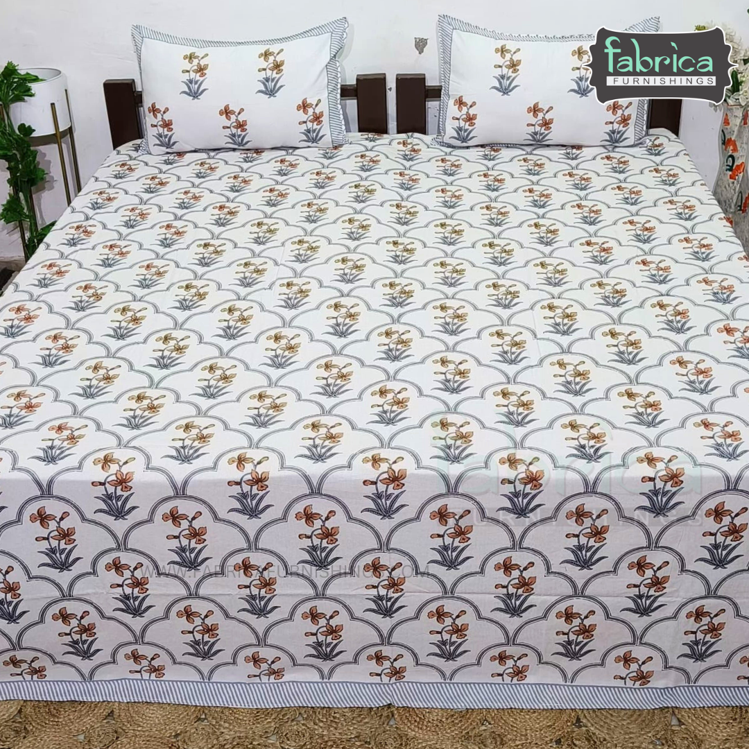 Elite printed pure cotton king size bedsheet set