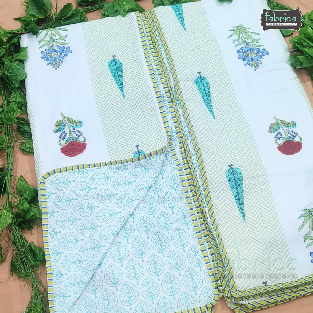 Golden Aura  mul cotton single bed hand block printed dohar