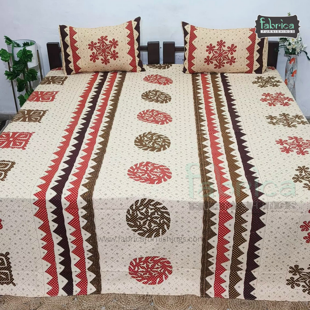 Gujri Traditional  print pure cotton King Size Bedsheet
