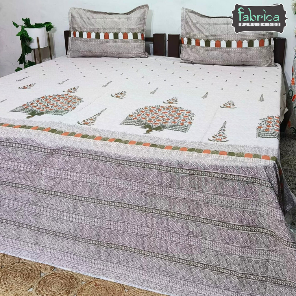 Sengol Super King Size Pure Cotton Printed Bedsheet Set
