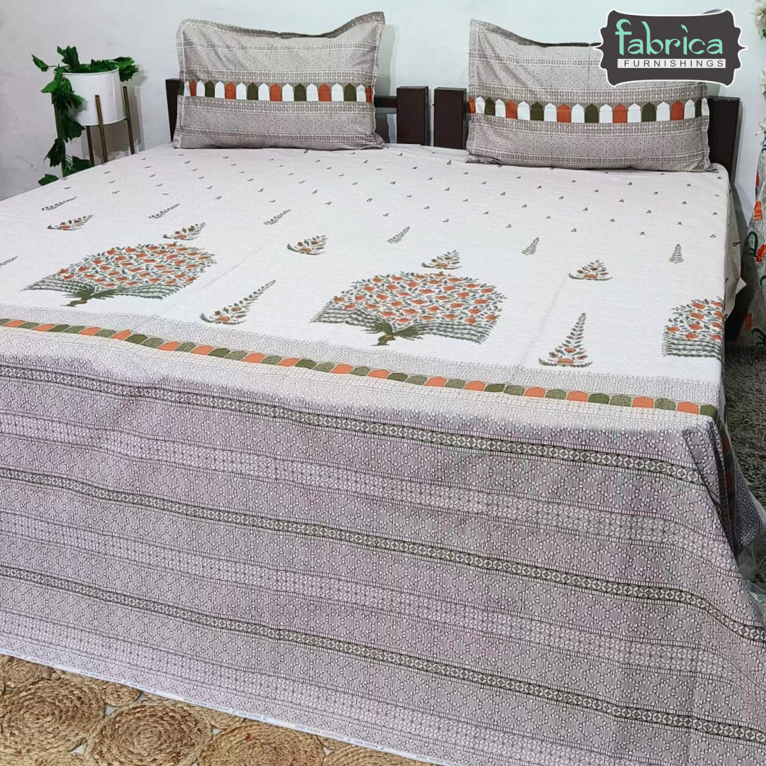 Sengol Super King Size Pure Cotton Printed Bedsheet Set