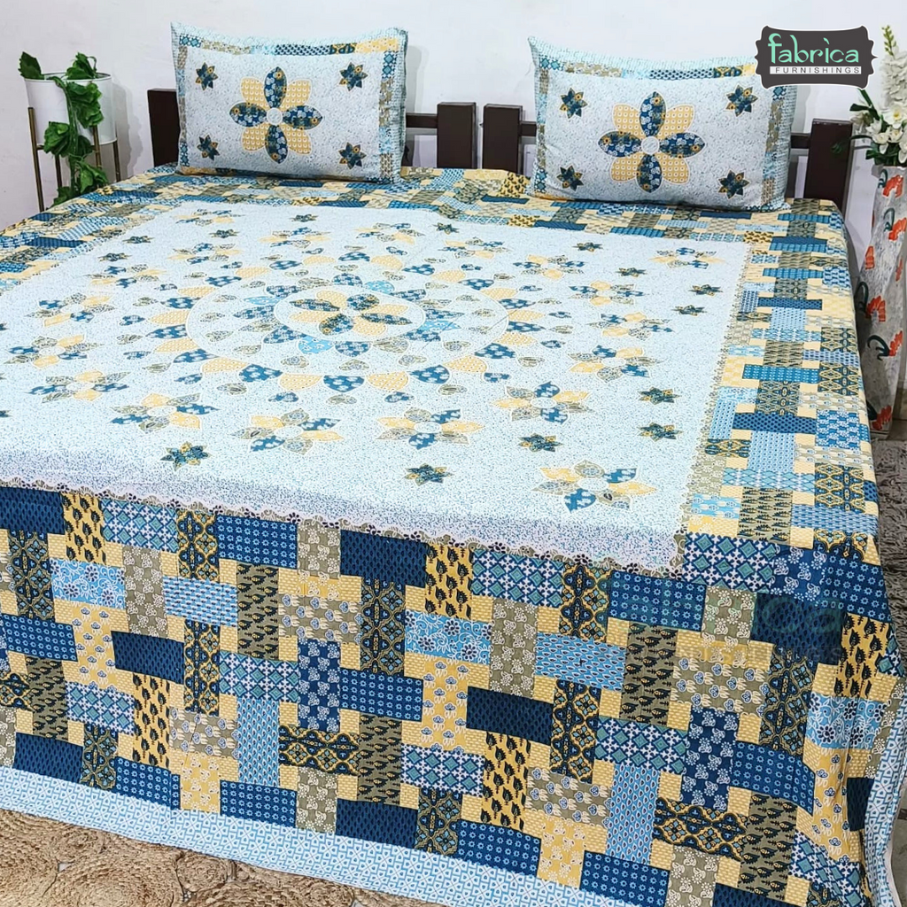 Royal Rajasthani Handblock Print Pure Cotton Double Bed Bed Sheets (90*108 Inch)