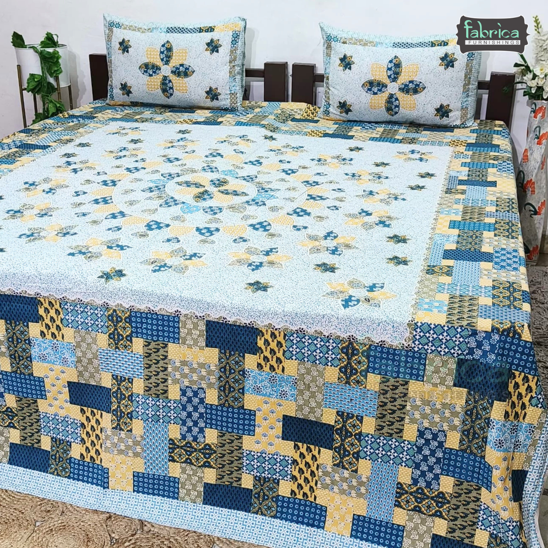 Royal Rajasthani Handblock Print Pure Cotton Double Bed Bed Sheets (90*108 Inch)
