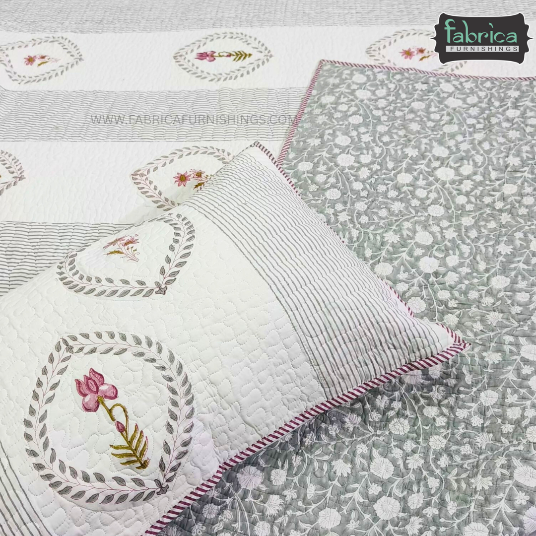 Sanganeri dreams Mul Cotton Handblock Printed king Size Quilted Bedcovers