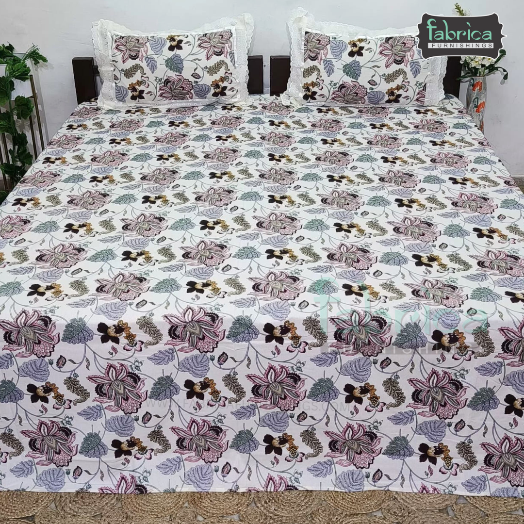 Traditional Anokhi Prints Pure Cotton King Size Lacework  Bedsheet