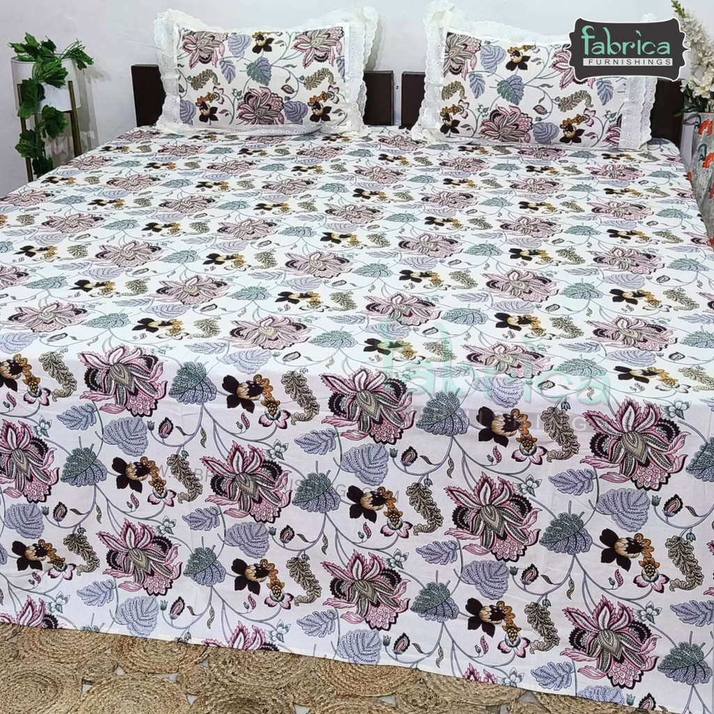 Traditional Anokhi Prints Pure Cotton King Size Lacework  Bedsheet