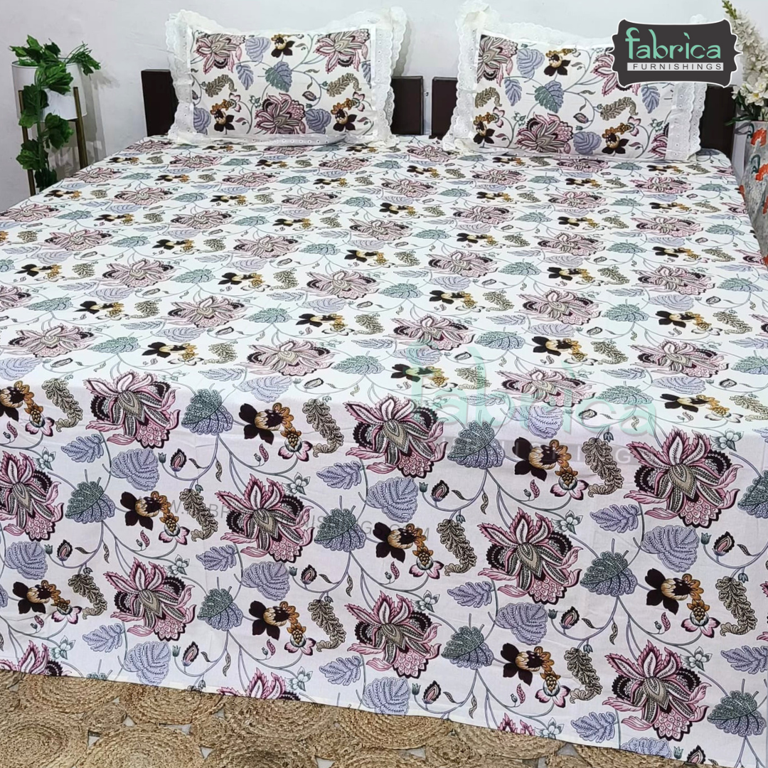 Traditional Anokhi Prints Pure Cotton King Size Lacework  Bedsheet