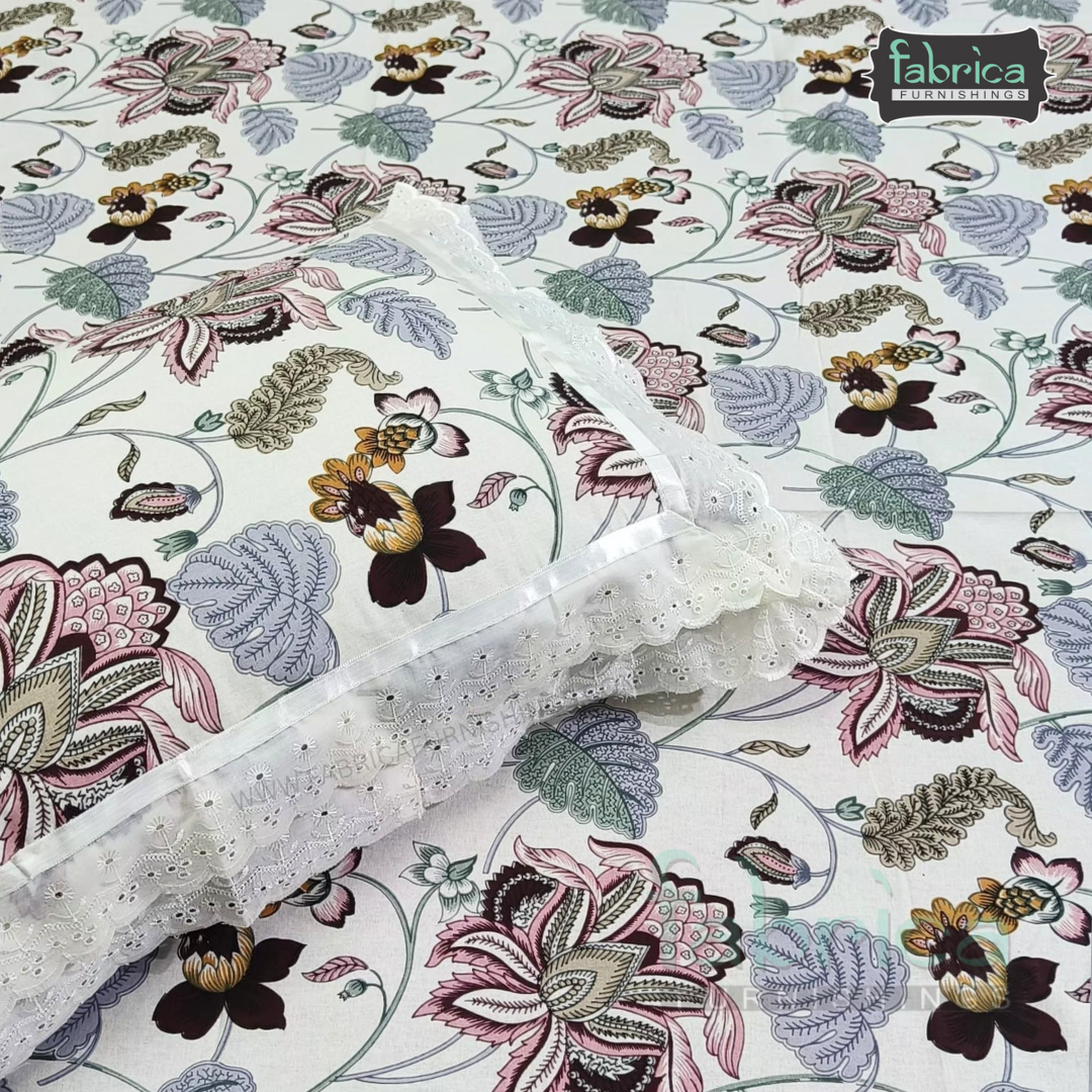 Traditional Anokhi Prints Pure Cotton King Size Lacework  Bedsheet