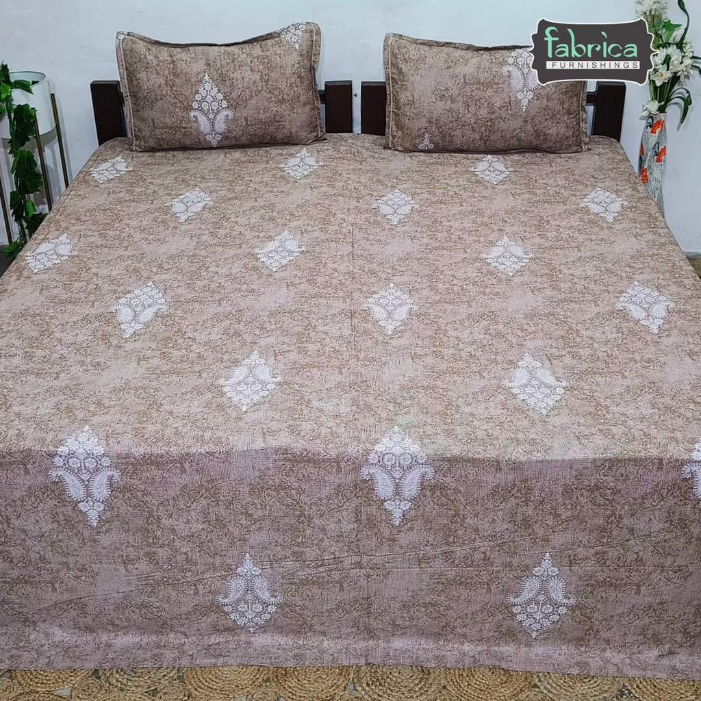 Texture Super King Size Pure Cotton Printed Bedsheet Set
