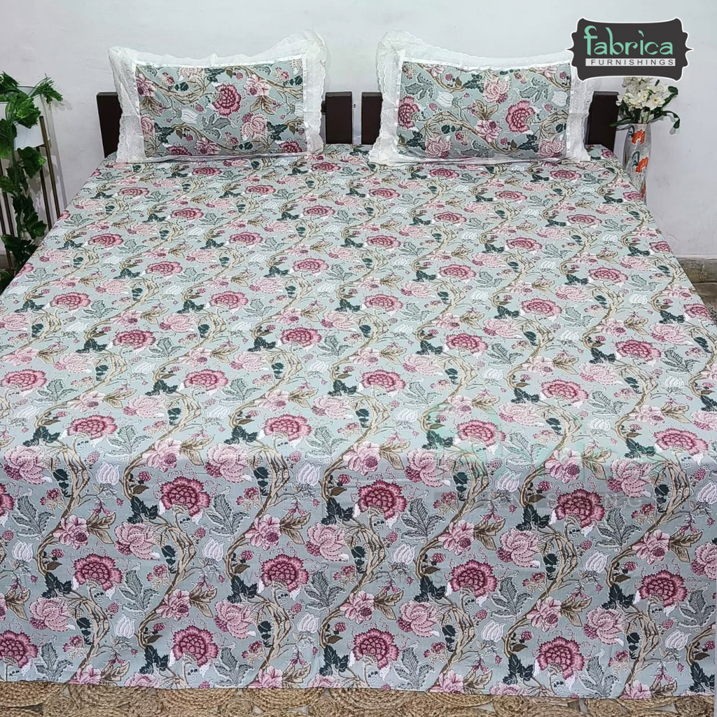 Traditional Anokhi Prints Pure Cotton King Size Lacework  Bedsheet