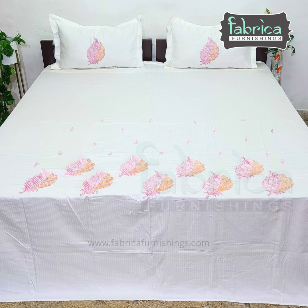 Kasturi Designer Pure Cotton Embroidered king Size Bedsheet