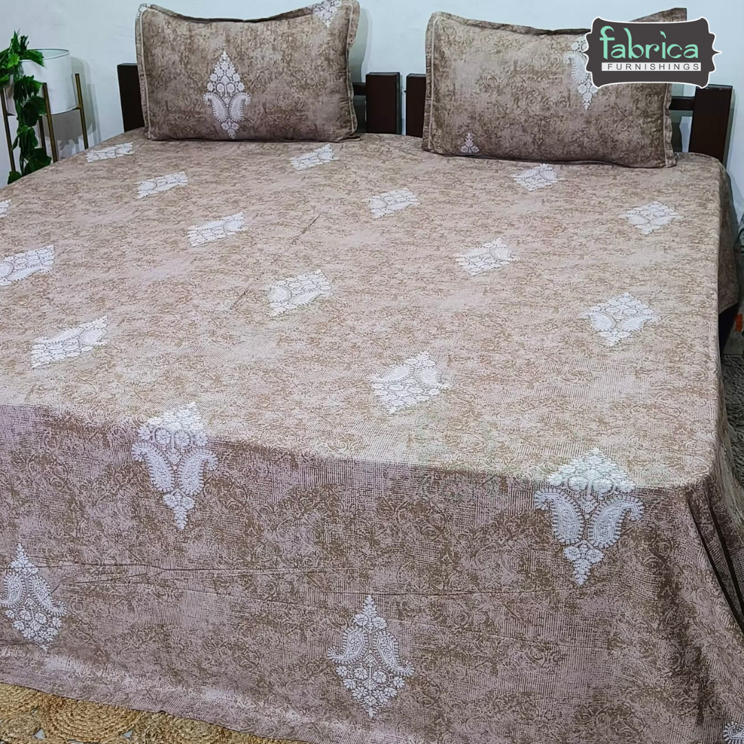 Texture Super King Size Pure Cotton Printed Bedsheet Set
