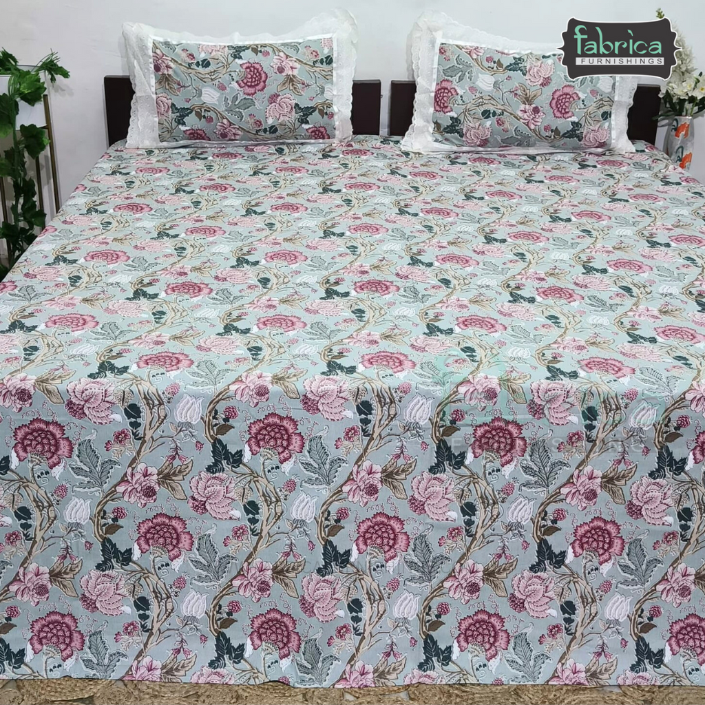 Traditional Anokhi Prints Pure Cotton King Size Lacework  Bedsheet