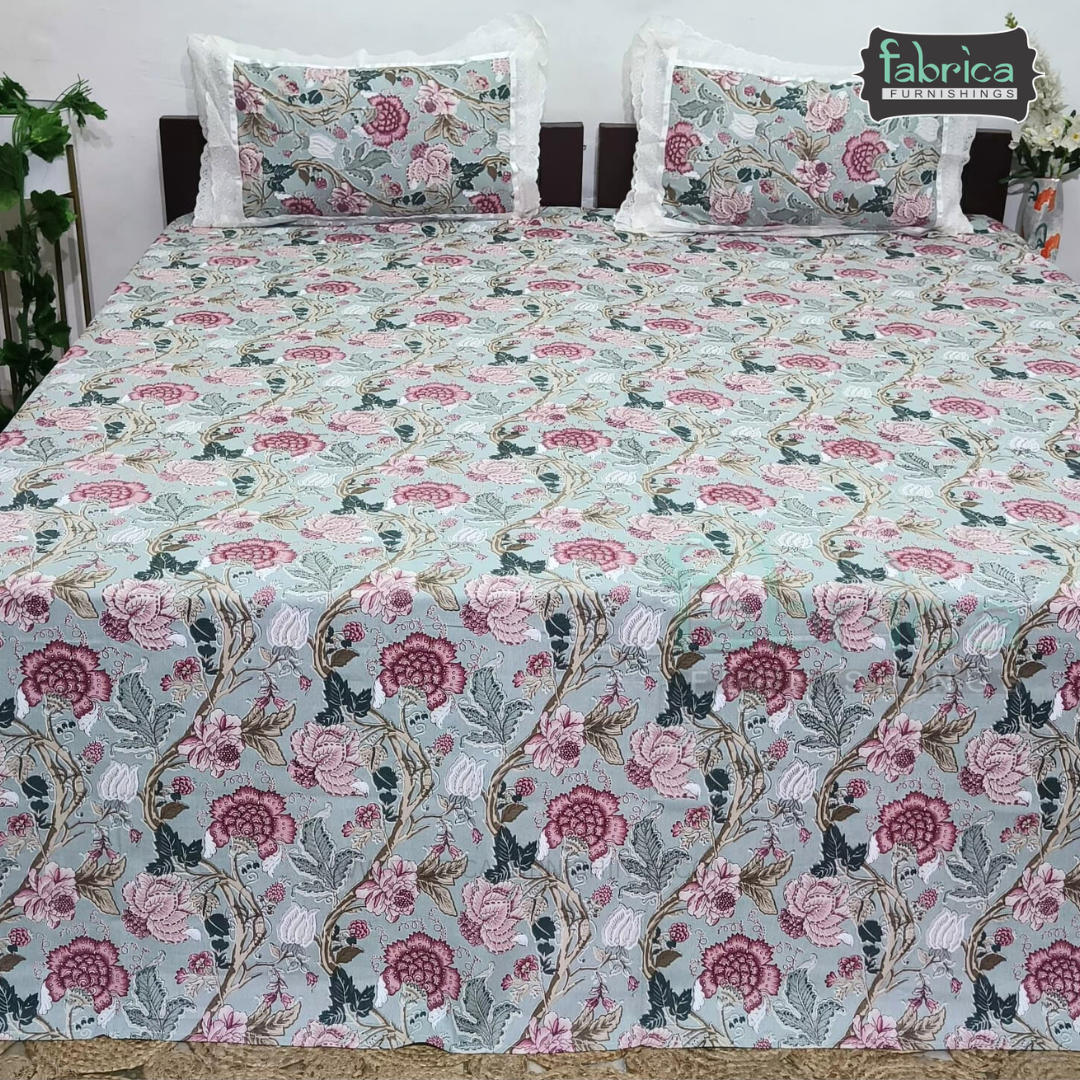 Traditional Anokhi Prints Pure Cotton King Size Lacework  Bedsheet