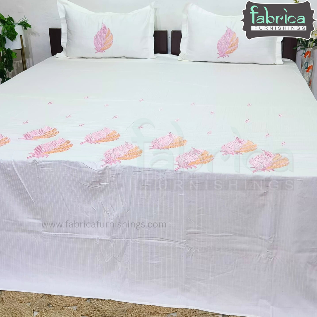 Kasturi Designer Pure Cotton Embroidered king Size Bedsheet