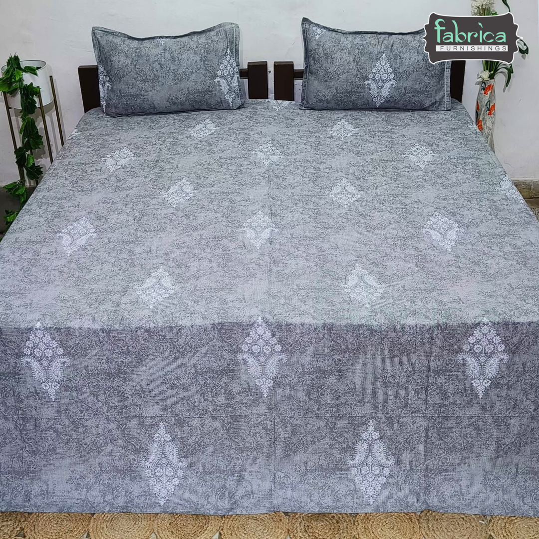 Texture Super King Size Pure Cotton Printed Bedsheet Set